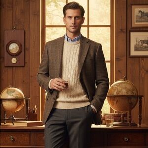 Burberry 3 Button Brown Plaid Wool Blazer/ Sport Coat SZ 42R